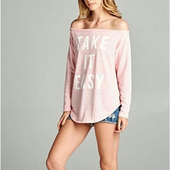 LAST ONE! Lounge Long Sleeve Off the Shoulder Top size Small - Picture 3 of 4